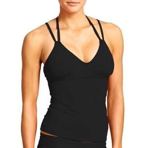 Athleta Tankini Top Women's Size XXS Black Adjustable Halter Strap Swim 439160